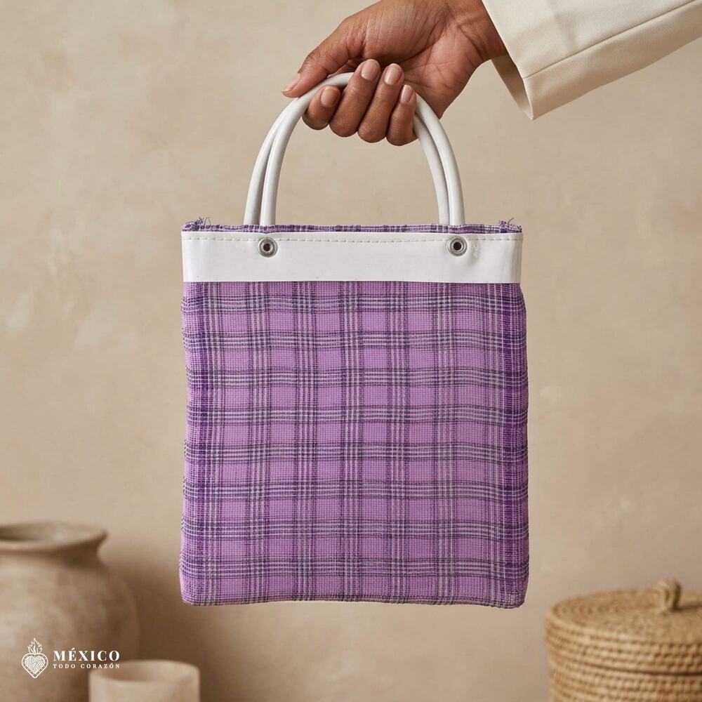Mini Mexican Market Bag – Reusable Plastic Tote, Traditional Handcrafted Style